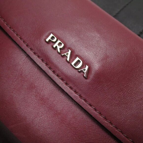 Auth PRADA Shoulder Bag Dark Red leather - Picture 10 of 13